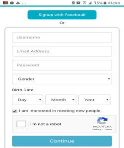 sign up process on faceflow